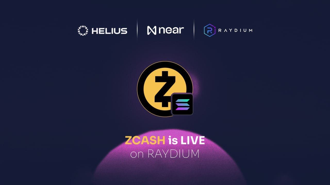 Zcash live on Raydium after Solana joined NEAR Intents — first native ZEC on Solana